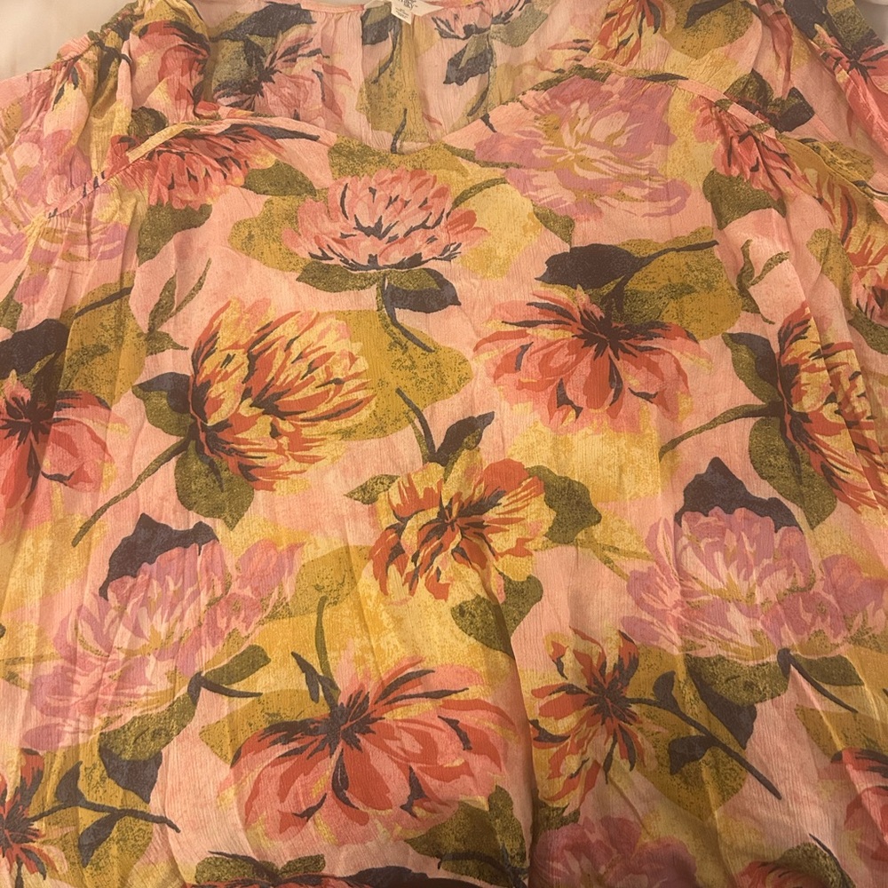 Terra & Sky Floral Blouse in Pink and Green